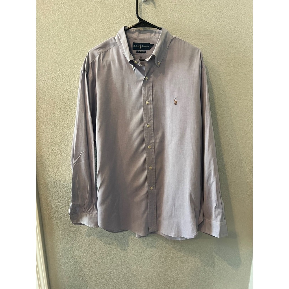 Polo Ralph Lauren Mens 2XL Classic Fit Purple Button Down Shirt Long Sleeve Pony